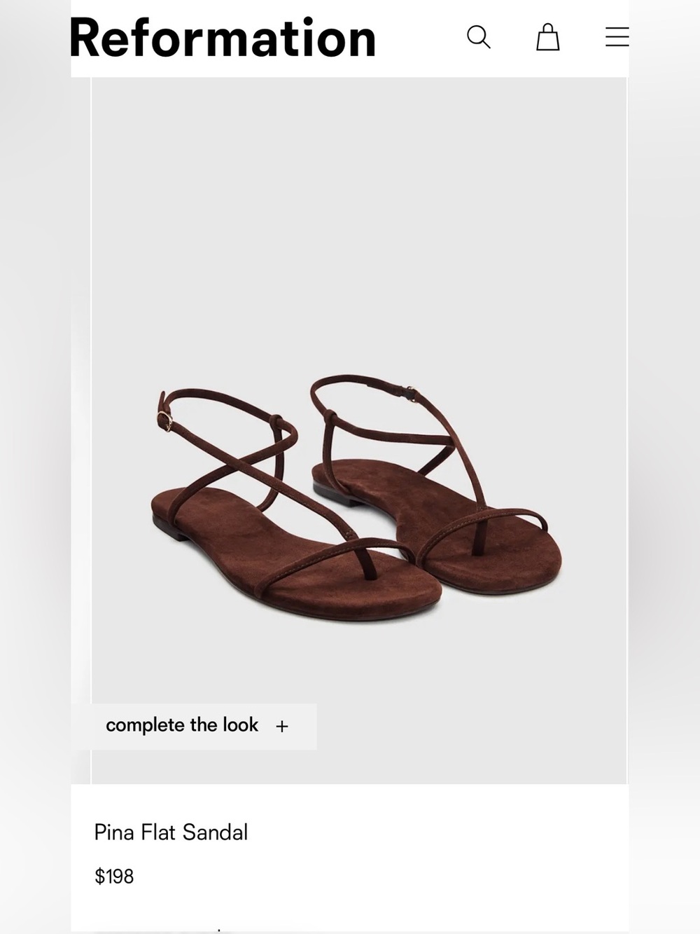 Reformation Brown Strappy Flat Sandal - Picture 2 of 4
